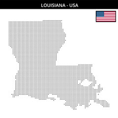 Small square dotted map of louisiana in the USA