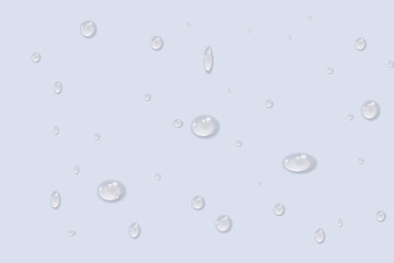 Rain water drops falling on transparent background. Realistic clear water, water drops for creative banner design. Vector.