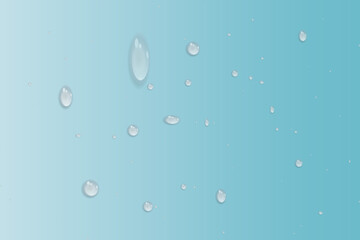 Rain water drops falling on transparent background. Realistic clear water, water drops for creative banner design. Vector.