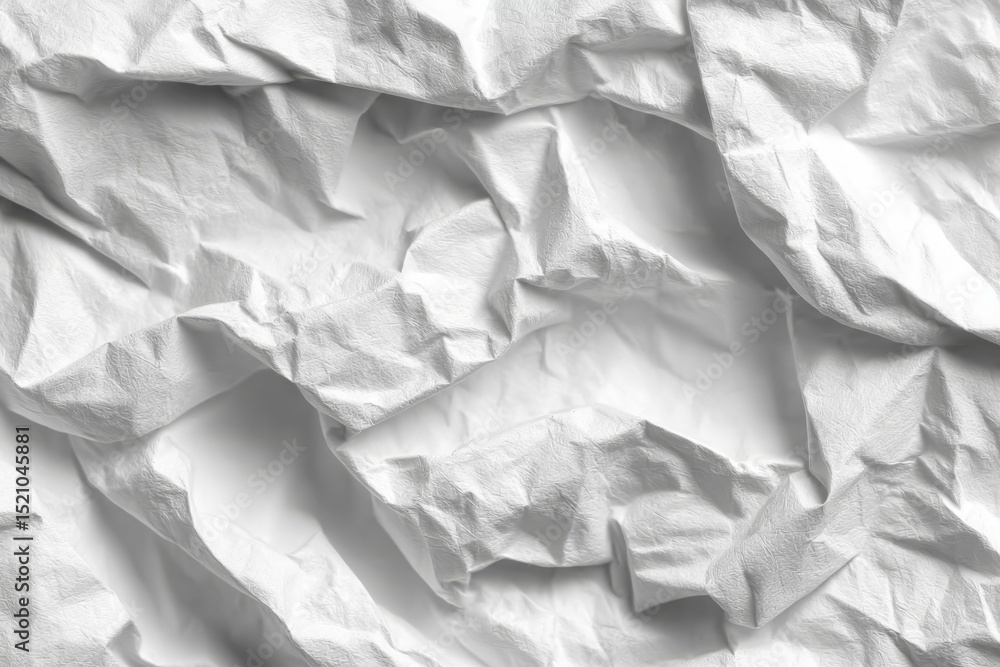 Aufkleber textured white crumpled paper fills the space with soft shadows and highlights in a light studio set