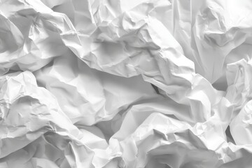 Obraz premium Crumpled white paper texture with intricate folds and shadows highlighting organic patterns and surfaces