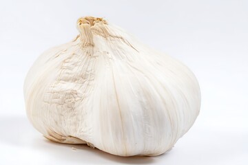 Whole garlic bulb against white backdrop