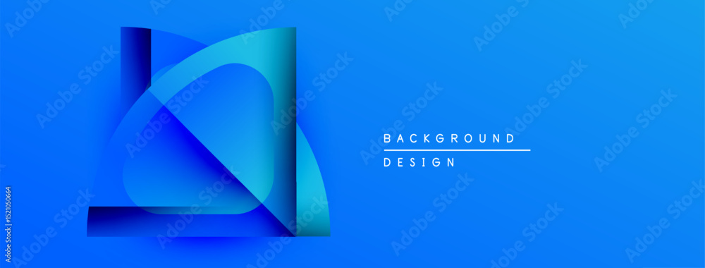 Poster abstract blue design features layered ribbons. gradient creates depth, modern aesthetic. text reads 