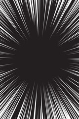 Obraz premium Comic book White radial rays, manga or anime speed lines, zoom and motion effects. Cartoon action background. Pop art style elements. Vector illustration