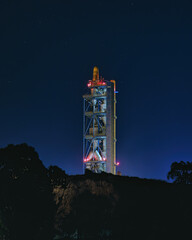 Cement factory at night in Malaga, Spain