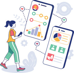 mobile phone with social media icons