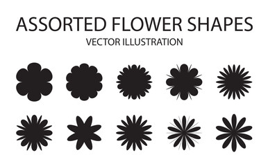 Flower icon set, Vector set of minimalism geometric Bauhaus style symbol design elements Vector illustration