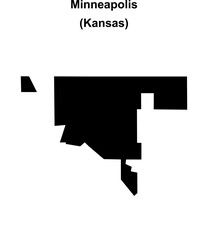 Minneapolis (Kansas) blank outline map