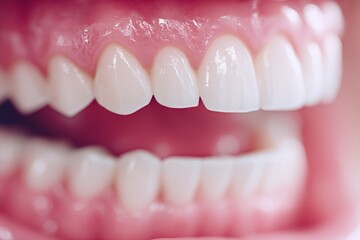 Bright white teeth showcase oral health in a close-up view during a dental check-up