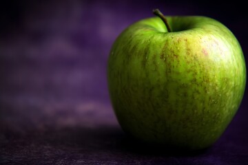 Green apple on a dark background
