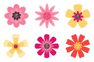 Colorful Flower Icons Set vector illustration