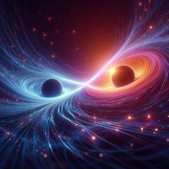 A bridge of light connecting two black holes pulsing with gravit
