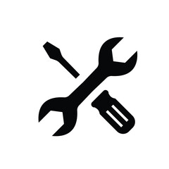 Wrench and screwdriver tools vector icon. Repairing icon, Services icon or button isolated vector. Wrench and screwdriver icon symbol, vector illustration.