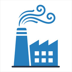 Blue Factory Icon Vector Art with Smoke Emissions Minimalist Vector Illustration