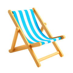 3D icon of Blue and white striped deckchair isolated on transparent background
