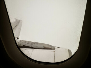 Airplane engine seen from the window.