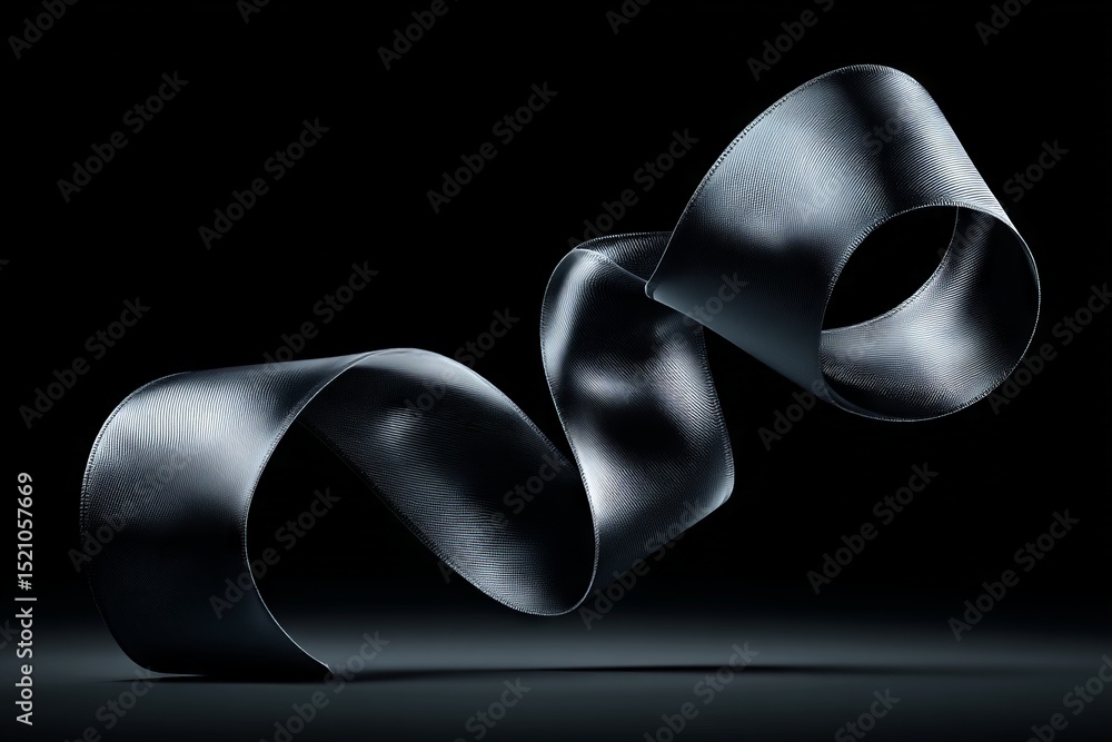 Poster intricate ribbon design showcasing fluid motion and texture against a dark background