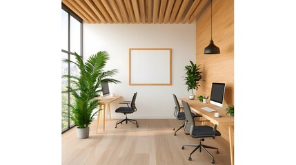 Bright and modern office with natural elements