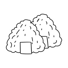 Japanese Onigiri Icon – Rice Ball Food Line Art Illustration