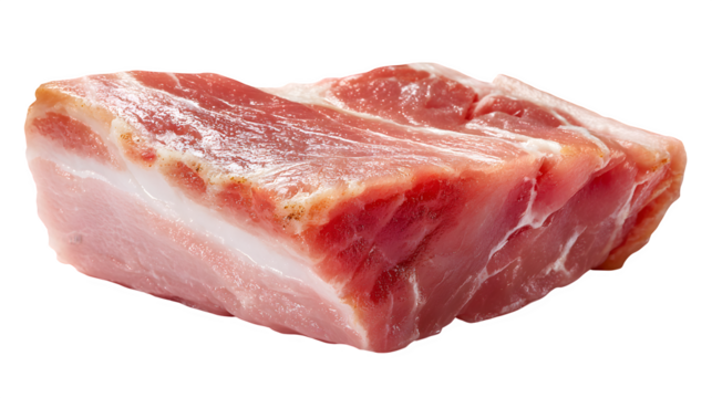 Raw pork jowl, fatty cut, premium detail