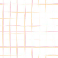 Vector checked seamless pattern yellow and pink hand drawn stripes background. For wallpapers, fall decoration, fabric, textile, bed linen print, cover of books and diaries, gift and wrapping paper