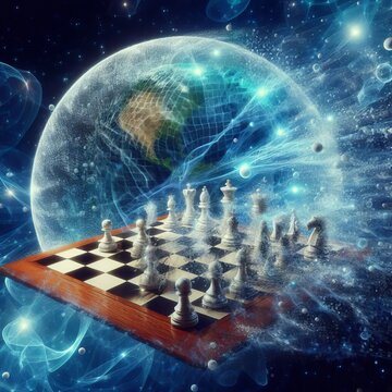 A chessboard orbiting a quantum foam singularity its pieces diss