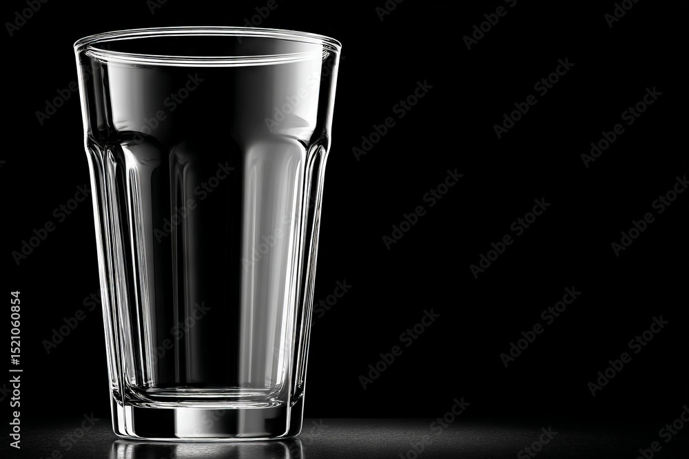 Poster clear glass tumbler isolated on a dark background highlighting its shape and design