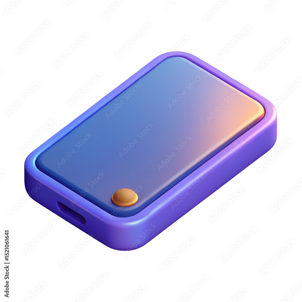 Aufkleber blue rectangular object with a small brown sphere isolated on transparent background