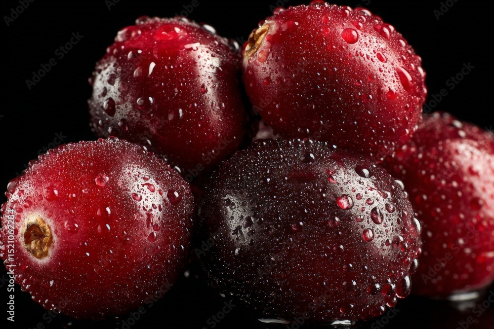 Aufkleber fresh and juicy cranberries with water droplets on a dark background showcasing their vibrant color 
