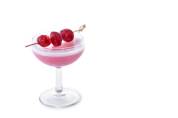 Elegant French Martini Cocktail isolated on white background. Copy space
