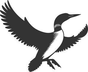 Vector bird loon wildlife animal drawing silhouette