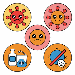 Covid virus icon set vector illustration