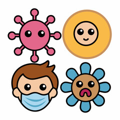 Human facial parts icons set vector illustration