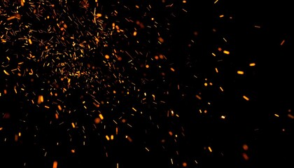 Orange and Gold Sparks on Black Background