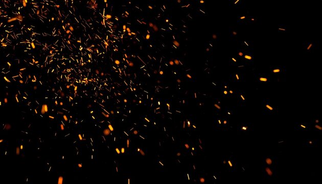 Orange and Gold Sparks on Black Background