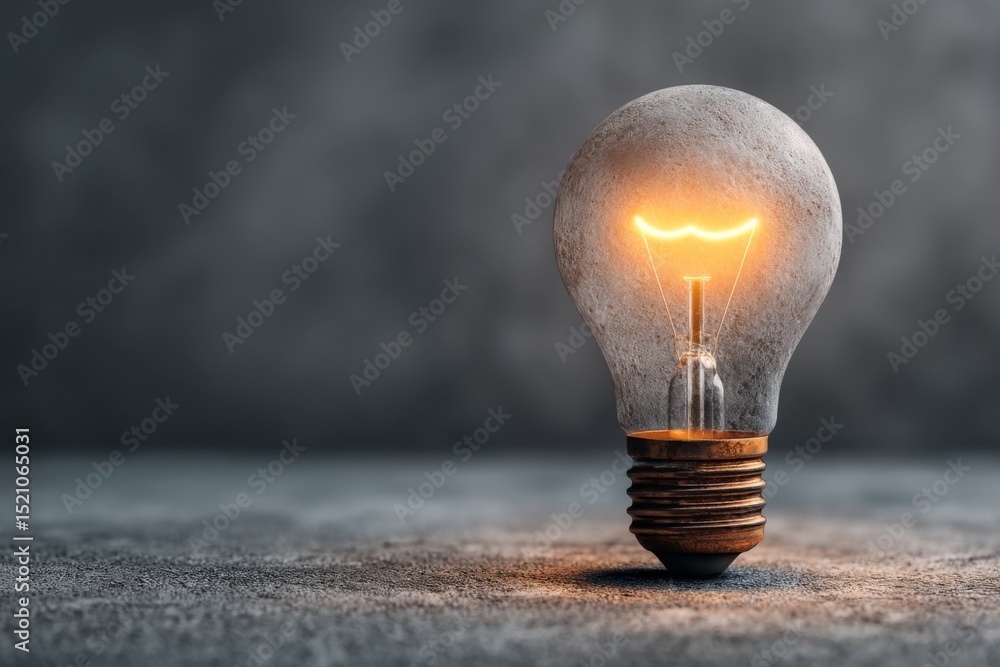 Poster light bulb glowing with warm light in a dimly lit environment showcasing vintage design and craftsma