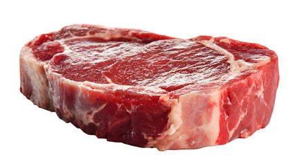 Raw sirloin steak, thick cut, bright lighting