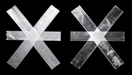 Grey Cross Tape Texture on Black Background
