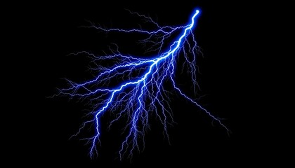 Blue Electric Lightning Bolt on Black Background