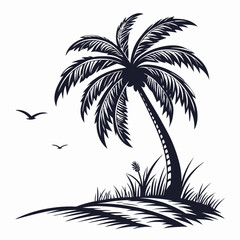 Palm Tree Silhouette – Minimal Black Vector on White Background
