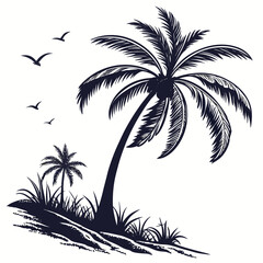 Palm Tree Silhouette – Minimal Black Vector on White Background
