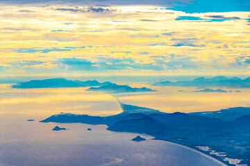 Rio de Janeiro Brazil Panorama View Sea Beach Mountains Sunrise.