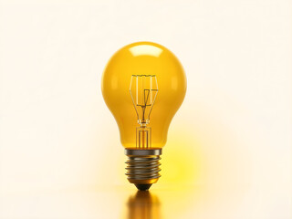 Yellow glowing light bulb with modern design, isolated on white. Generative AI