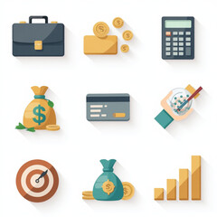 icon set of business and financial