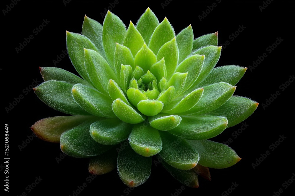 Poster succulent plant with vibrant green leaves displayed against a dark background highlighting its uniqu
