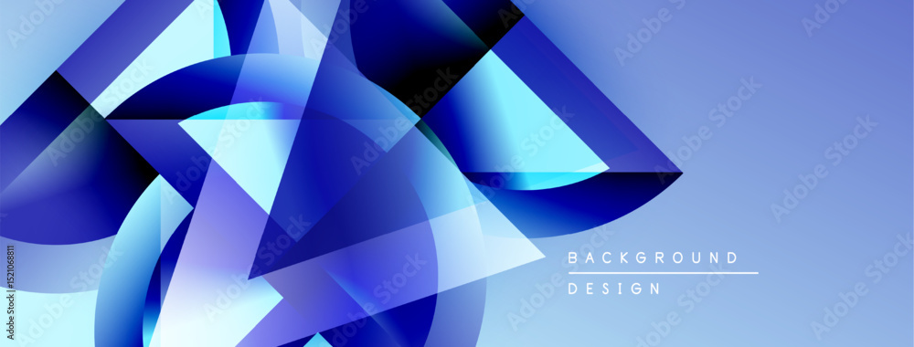 Aufkleber Abstract blue shapes overlap, creating dynamic visual effect. Gradient colors suggest depth, modern design aesthetic.