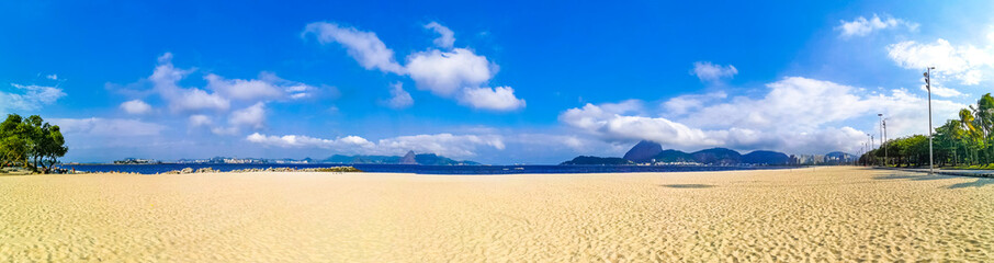 Flamengo Beach Urca Sugarloaf Cityscape Panorama Rio de Janeiro Brazil.