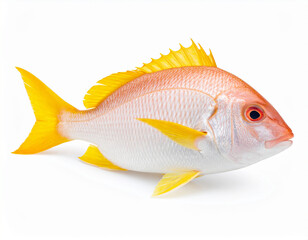 Fresh Snapper Fish Isolated on White Background, Seafood Close Up for Culinary Use