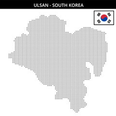 Small square dotted map of ulsan in South Korea