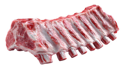 Realistic 3D render of pork ribs, baby back style, crisp marbling